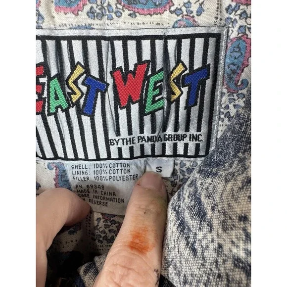 Vintage East West Jacket Womens Small Blue Denim Acid Wash Quilted Pockets 90s - Picture 6 of 16